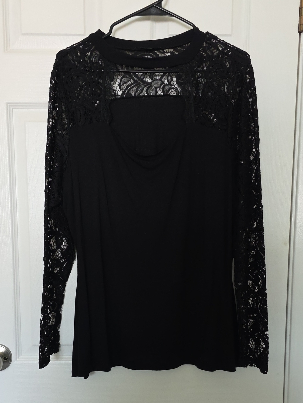 Black Lace Sleeve Women's Blouse - Brand Unknown